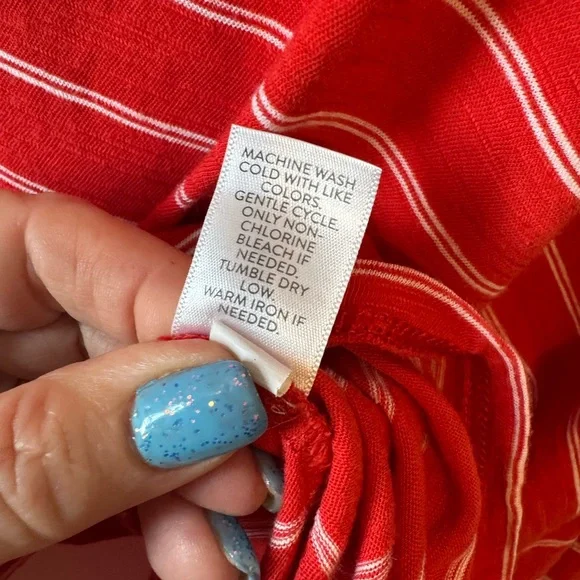 J. Jill Red/White Striped Long Sleeve Casual Top  PLUS: 2X    #5 - Picture 6 of 8